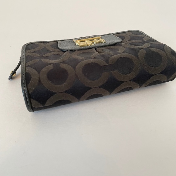 Coach Madison Op Art Signature Canvas Bifold Wallet Black Pink - Picture 5 of 16